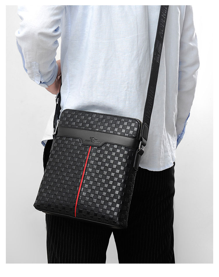 Whatna 革 ショルダーバッグ メンズ メッセンジャーバッ厚手 レザー 縦型 2室仕切 ipad 10.5収納可 小さめビジネスバッグ 通勤 通学 斜めがけバッグ オシャレ な シンプル な 自転車 かばん男性用-8