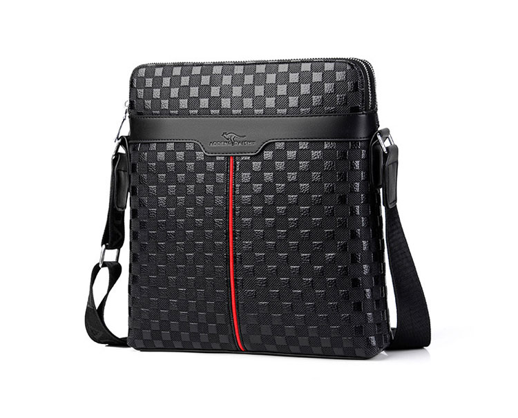 Whatna 革 ショルダーバッグ メンズ メッセンジャーバッ厚手 レザー 縦型 2室仕切 ipad 10.5収納可 小さめビジネスバッグ 通勤 通学 斜めがけバッグ オシャレ な シンプル な 自転車 かばん男性用-2