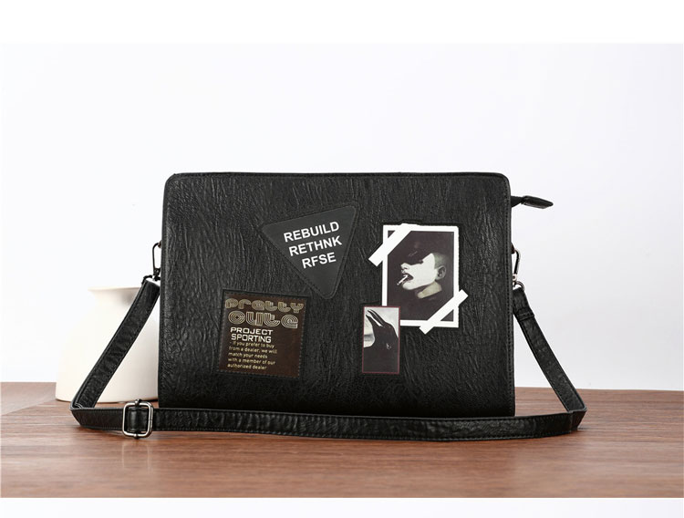 Whatna 2wayセカンド バッグ メンズバッグ [クラッチ ショルダー 肩掛け 結婚式 バッグ]ショルダーストラップ ハンドストラップ 付 pu革 A4 大きめ 手持ちバッグ ビジネス フォーマル 冠婚葬祭 バッグ 紳士用 男性用 黒-2