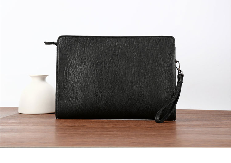 Whatna 2wayセカンド バッグ メンズバッグ [クラッチ ショルダー 肩掛け 結婚式 バッグ]ショルダーストラップ ハンドストラップ 付 pu革 A4 大きめ 手持ちバッグ ビジネス フォーマル 冠婚葬祭 バッグ 紳士用 男性用 黒-3