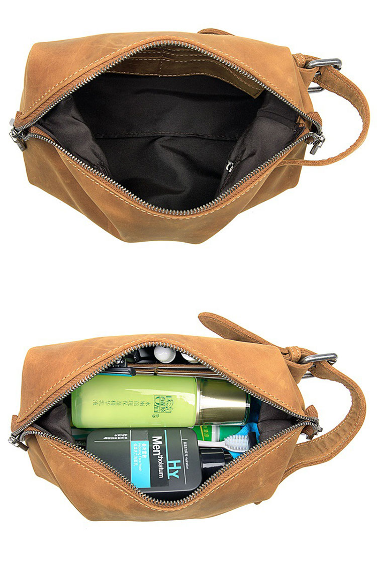 Whatna 天然 牛革 ミニセカンドバッグ メンズ クラッチ バッグ小きめ厚 手 本 革 防水 耐磨耗 結婚式 披露宴 バッグ カジュアルフォーマル ビジネス 冠婚葬祭 バッグ 男性用 紳士用 ブラウン-4