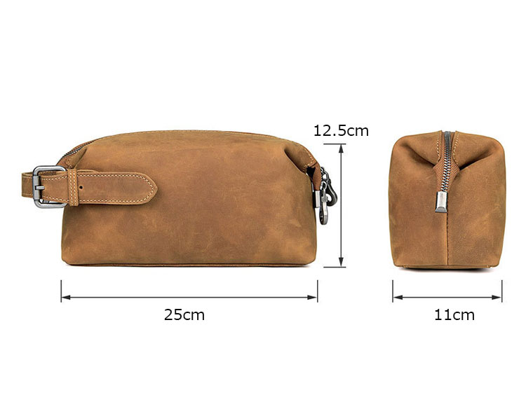 Whatna 天然 牛革 ミニセカンドバッグ メンズ クラッチ バッグ小きめ厚 手 本 革 防水 耐磨耗 結婚式 披露宴 バッグ カジュアルフォーマル ビジネス 冠婚葬祭 バッグ 男性用 紳士用 ブラウン-1