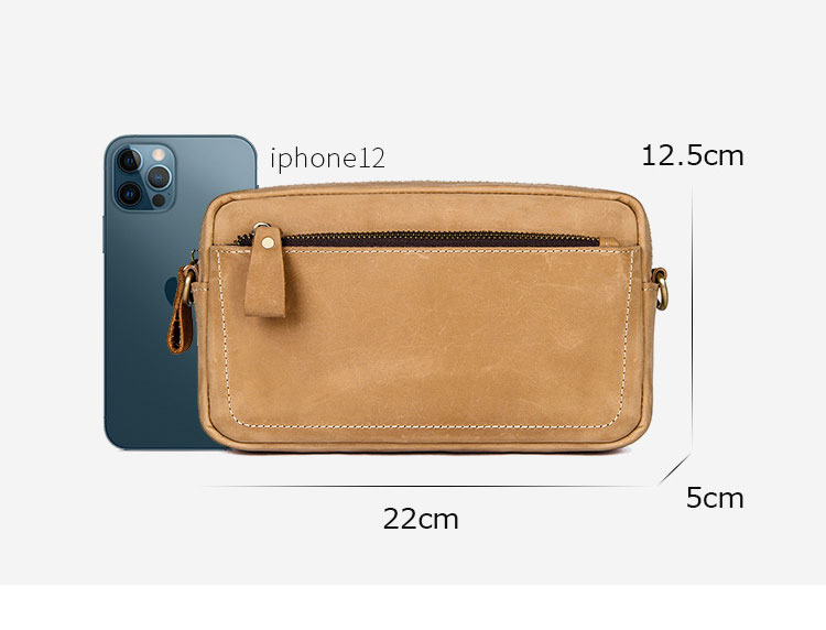 Whatna 3way 天然 牛 革ミニ セカンド バッグ メンズ ニショルダーバッグ ポシェット 本革 厚手レザー 小 横型 ショルダーベルト付 ハンドストラップ付 クラッチ 肩掛け 結婚式 バッグ ビジネス フォーマル 冠婚葬祭 バッグ-1