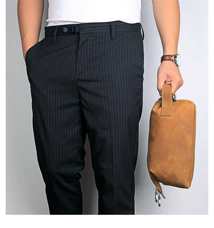 Whatna 天然 牛革 ミニセカンドバッグ メンズ クラッチ バッグ小きめ厚 手 本 革 防水 耐磨耗 結婚式 披露宴 バッグ カジュアルフォーマル ビジネス 冠婚葬祭 バッグ 男性用 紳士用 ブラウン-7