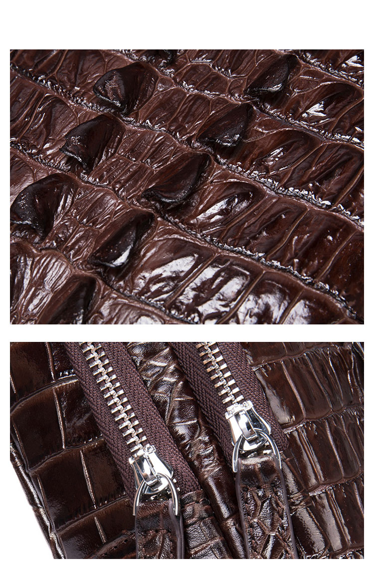 Whatna クロコダイル型押し天然 牛革 斜めがけ ボディバッグ ワンショルダー メンズ 左右付け替え可能  本 革 厚手  レザー7582-7