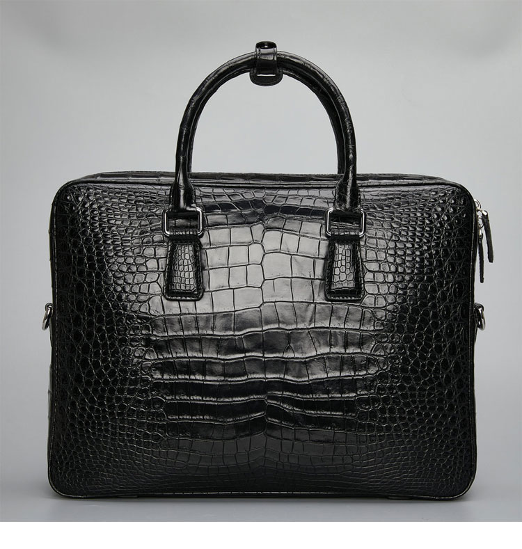 Whatna ワニ革 ビジネス バッグメンズ 2way ショルダー 手提げ バッグ ダブルファスナー仕様 クロコダイル革 本革ブリーフケース 15.6インチPC対応 旅行 出張 通勤 通学 就活 面接 バッグ かばん 男性用 1015B-1