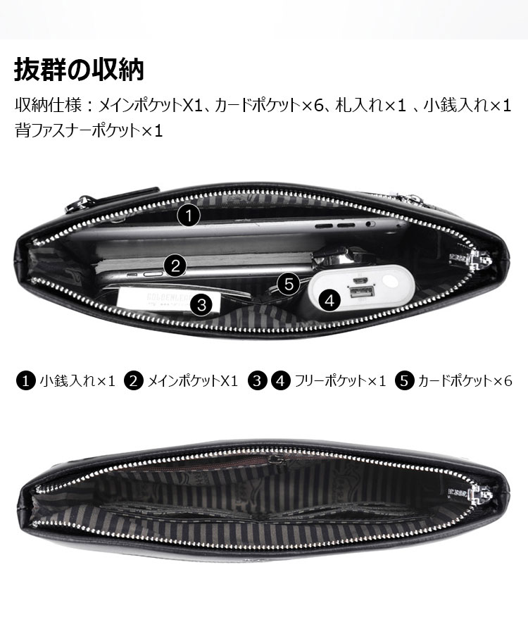 Whatna 2way 天 然 牛革 セカンドバッグ メンズ バッグ クラッチ バッグ 本革 厚手 レザー B5カード6 枚収納可 小銭入れ 札入れ手持ちバッグ 結婚式 バッグ フォーマル  ビジネス 冠婚葬祭 バッグ 男性用 紳士用 黒 S331-6