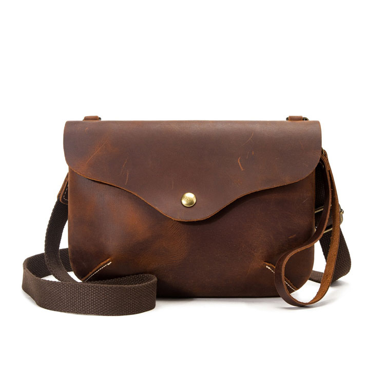 Whatna 2way 天然 牛 革ミニ セカンド バッグ メンズ ニショルダー クラッチ 肩掛け バッグ  本革厚手レザー 小 横型 ショルダーベルト付  ハンドストラップ付 Q006-1