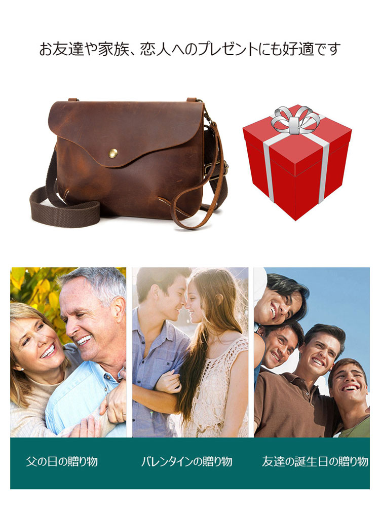 Whatna 2way 天然 牛 革ミニ セカンド バッグ メンズ ニショルダー クラッチ 肩掛け バッグ  本革厚手レザー 小 横型 ショルダーベルト付  ハンドストラップ付 Q006-9