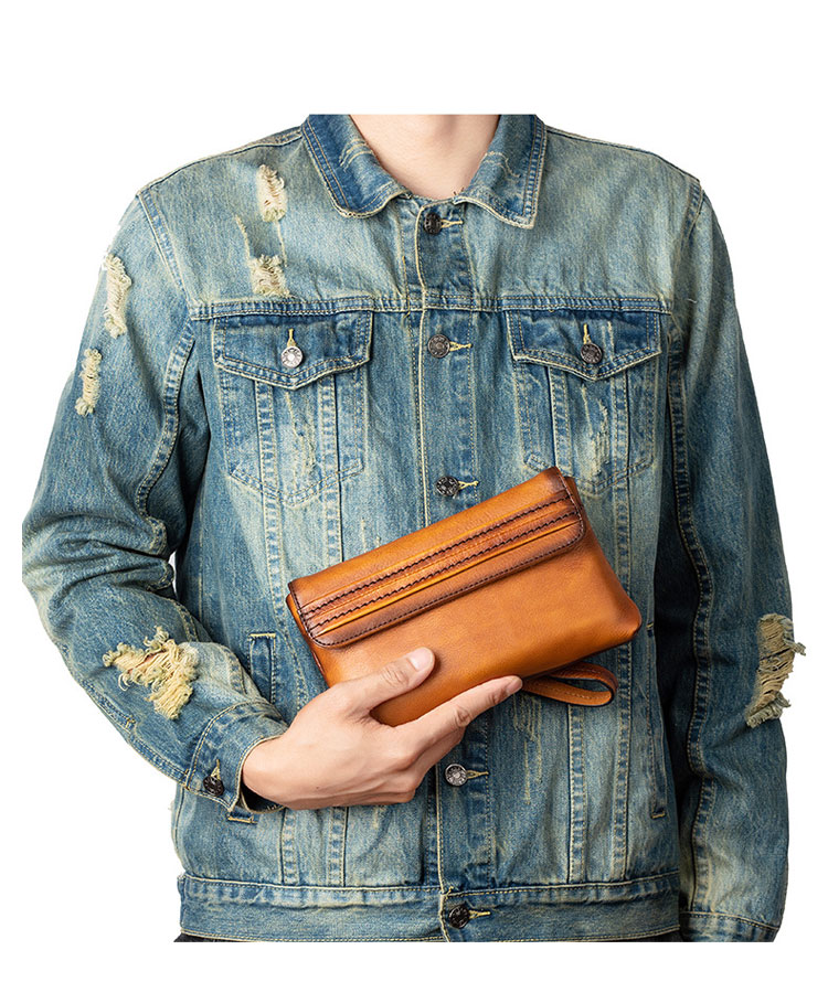 Whatna 2wayアンティーク風合い鞣し天 然 牛革 ミニセカンドバッグ メンズ クラッチ バッグ 小き  厚 手本 革 防水 耐磨耗 結婚式 披露宴 バッグ カジュアルフォーマル ビジネス 冠婚葬祭 バッグ 男性用 紳士用 ブラウン3149-8