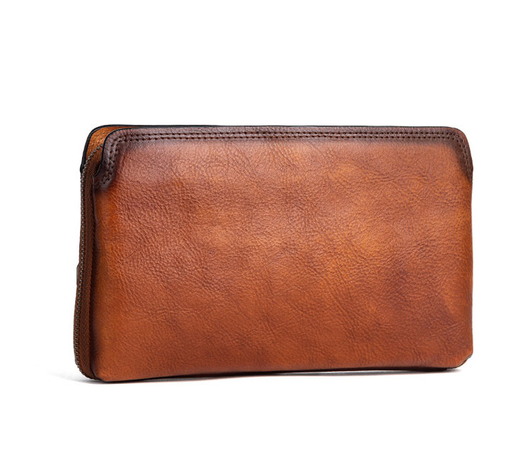 Whatna 2wayアンティーク風合い鞣し天 然 牛革 ミニセカンドバッグ メンズ クラッチ バッグ 小き2室仕切  厚 手本 革 防水 耐磨耗 結婚式 披露宴 バッグ カジュアルフォーマル ビジネス 冠婚葬祭 バッグ 男性用 紳士用 ブラウン31069-2-3