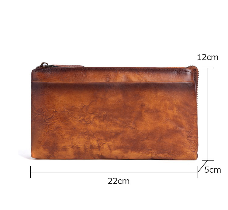 Whatna 2wayアンティーク風合い鞣し天 然 牛革 ミニセカンドバッグ メンズ クラッチ バッグ 小き  2室仕切  厚 手 本 革 防水 耐磨耗 結婚式 披露宴 バッグ カジュアルフォーマル ビジネス 冠婚葬祭 バッグ 男性用 紳士用 ブラウン31151-1