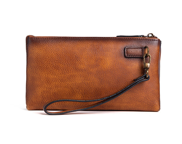 Whatna 2wayアンティーク風合い鞣し天 然 牛革 ミニセカンドバッグ メンズ クラッチ バッグ 小き  2室仕切  厚 手 本 革 防水 耐磨耗 結婚式 披露宴 バッグ カジュアルフォーマル ビジネス 冠婚葬祭 バッグ 男性用 紳士用 ブラウン31151-2