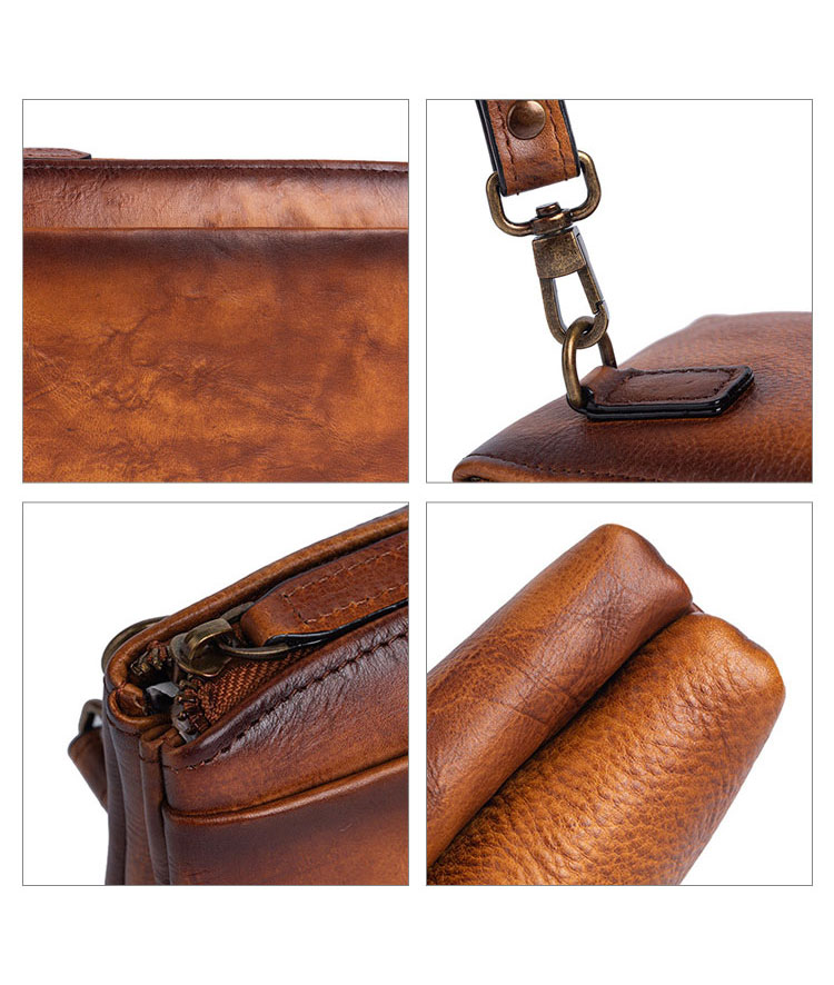 Whatna 2wayアンティーク風合い鞣し天 然 牛革 ミニセカンドバッグ メンズ クラッチ バッグ 小き  2室仕切  厚 手 本 革 防水 耐磨耗 結婚式 披露宴 バッグ カジュアルフォーマル ビジネス 冠婚葬祭 バッグ 男性用 紳士用 ブラウン31151-8