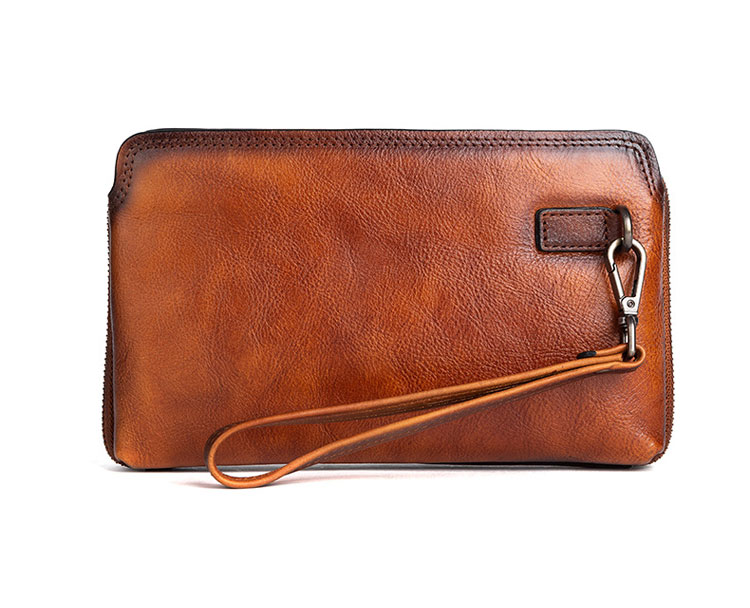 Whatna 2wayアンティーク風合い鞣し天 然 牛革 ミニセカンドバッグ メンズ クラッチ バッグ 小き2室仕切  厚 手本 革 防水 耐磨耗 結婚式 披露宴 バッグ カジュアルフォーマル ビジネス 冠婚葬祭 バッグ 男性用 紳士用 ブラウン31069-2-2