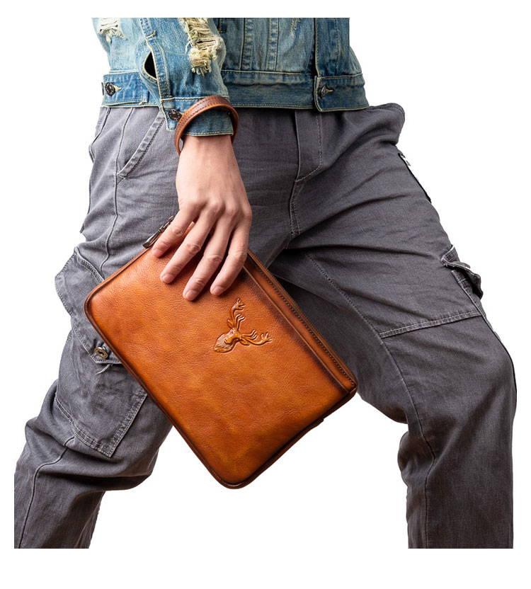 Whatna 2wayアンティーク風合い鞣し天 然 牛革 セカンドバッグ メンズ クラッチ バッグ小きめ B5収納 イタリア 厚 手本 革 防水 耐磨耗 結婚式 披露宴 バッグ カジュアルフォーマル ビジネス 冠婚葬祭 バッグ 男性用 紳士用 ブラウン31157-10