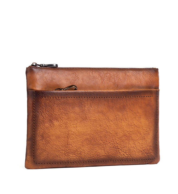 Whatna 2way アンティーク風合い鞣し天 然 牛革 セカンドバッグ メンズ クラッチ バッグ小きめ B5収納 イタリア 厚 手 本 革 ハンドストラップ付 結婚式 披露宴 バッグ カジュアルフォーマル ビジネス 冠婚葬祭 バッグ 男性用 紳士用 ブラウン31145-1