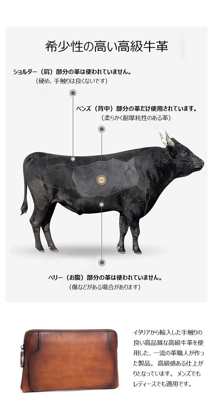 Whatna 2wayアンティーク風合い鞣し天 然 牛革 ミニセカンドバッグ メンズ クラッチ バッグ 小き  厚 手本 革 防水 耐磨耗 カード6枚収納可 結婚式 披露宴 バッグ カジュアルフォーマル ビジネス 冠婚葬祭 バッグ 男性用 紳士用 ブラウン31109-2-7