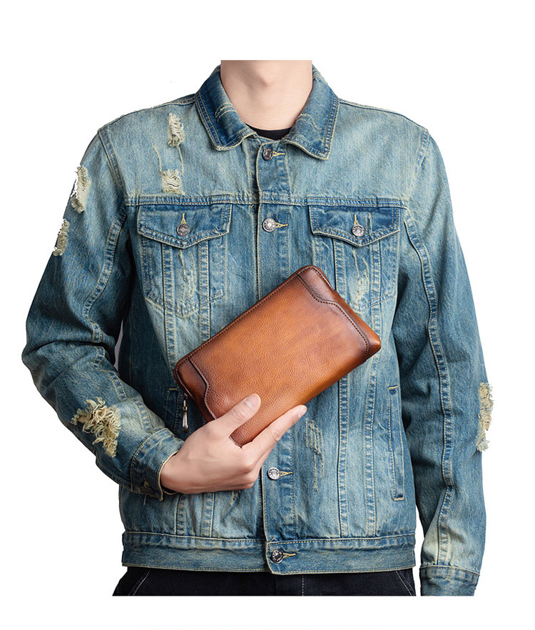 Whatna 2wayアンティーク風合い鞣し天 然 牛革 ミニセカンドバッグ メンズ クラッチ バッグ 小き  厚 手本 革 防水 耐磨耗 カード6枚収納可 結婚式 披露宴 バッグ カジュアルフォーマル ビジネス 冠婚葬祭 バッグ 男性用 紳士用 ブラウン31109-2-9