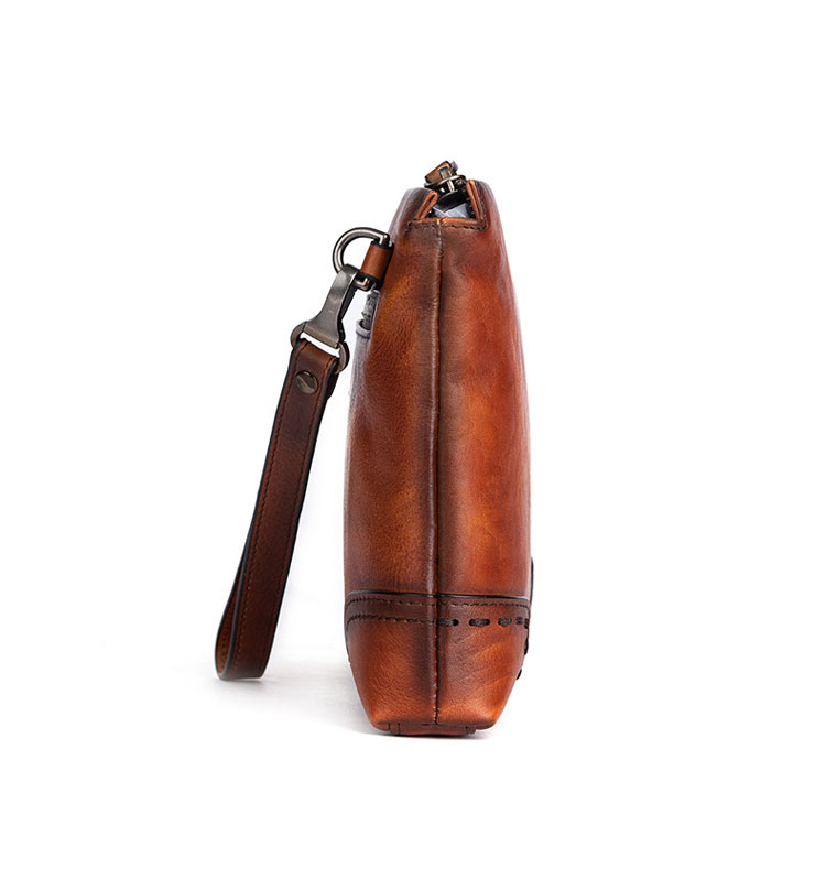 Whatna 2way アンティーク風合い鞣し天 然 牛革 セカンドバッグ メンズ クラッチ バッグ小きめ B5 イタリア 厚 手 本 革 ハンドストラップ付  結婚式 披露宴 バッグ カジュアル ビジネス フォーマル冠婚葬祭 バッグ 男性用 紳士用 ブラウン31144-3