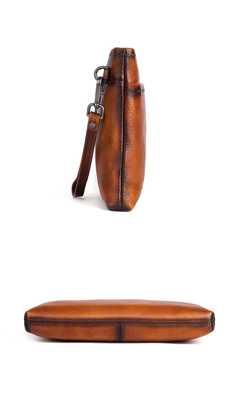 Whatna 2way アンティーク風合い鞣し天 然 牛革 セカンドバッグ メンズ クラッチ バッグ小きめ B5 イタリア 厚 手 本 革 ハンドストラップ付  結婚式 披露宴 バッグ カジュアル ビジネス フォーマル冠婚葬祭 バッグ 男性用 紳士用 ブラウン31143-2