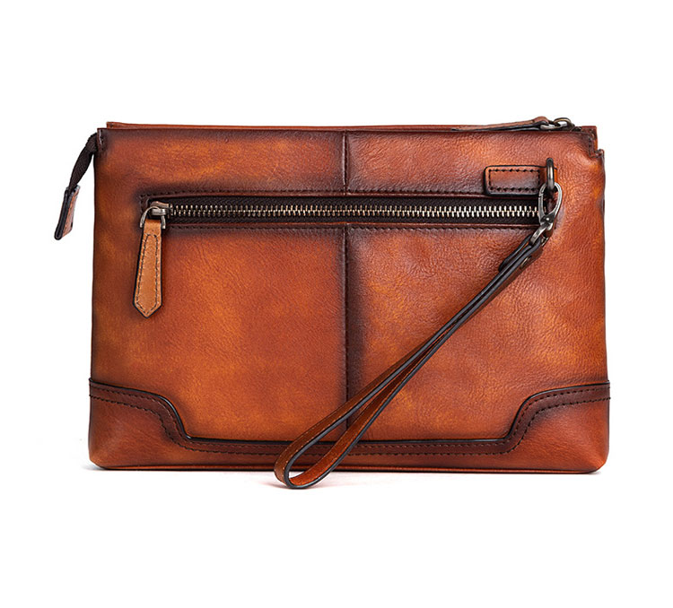 Whatna 2way アンティーク風合い鞣し天 然 牛革 セカンドバッグ メンズ クラッチ バッグ小きめ B5 イタリア 厚 手 本 革 ハンドストラップ付  結婚式 披露宴 バッグ カジュアル ビジネス フォーマル冠婚葬祭 バッグ 男性用 紳士用 ブラウン31144-2