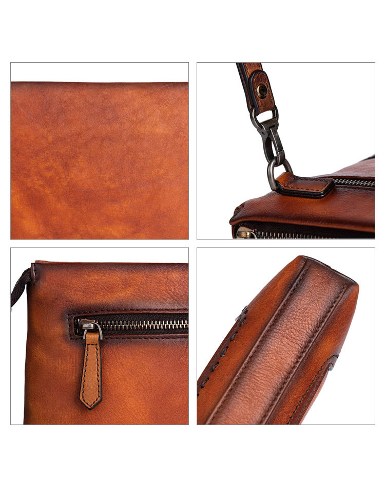 Whatna 2way アンティーク風合い鞣し天 然 牛革 セカンドバッグ メンズ クラッチ バッグ小きめ B5 イタリア 厚 手 本 革 ハンドストラップ付  結婚式 披露宴 バッグ カジュアル ビジネス フォーマル冠婚葬祭 バッグ 男性用 紳士用 ブラウン31144-8