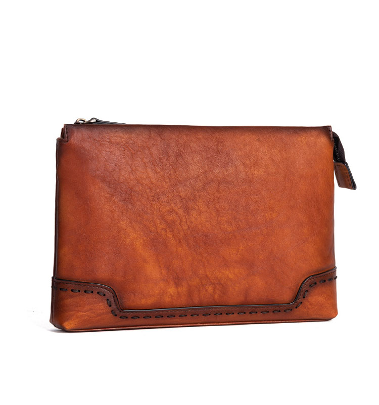 Whatna 2way アンティーク風合い鞣し天 然 牛革 セカンドバッグ メンズ クラッチ バッグ小きめ B5 イタリア 厚 手 本 革 ハンドストラップ付  結婚式 披露宴 バッグ カジュアル ビジネス フォーマル冠婚葬祭 バッグ 男性用 紳士用 ブラウン31144-1