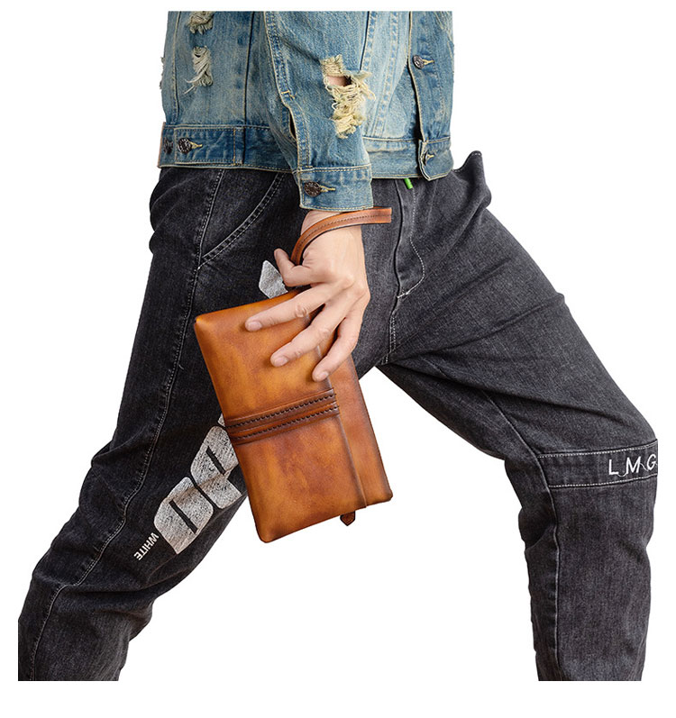 Whatna 2wayアンティーク風合い鞣し天 然 牛革 ミニセカンドバッグ メンズ クラッチ バッグ 小き  2室仕切 厚 手本 革 防水 耐磨耗 結婚式 披露宴 バッグ カジュアルフォーマル ビジネス 冠婚葬祭 バッグ 男性用 紳士用 ブラウン31150-10