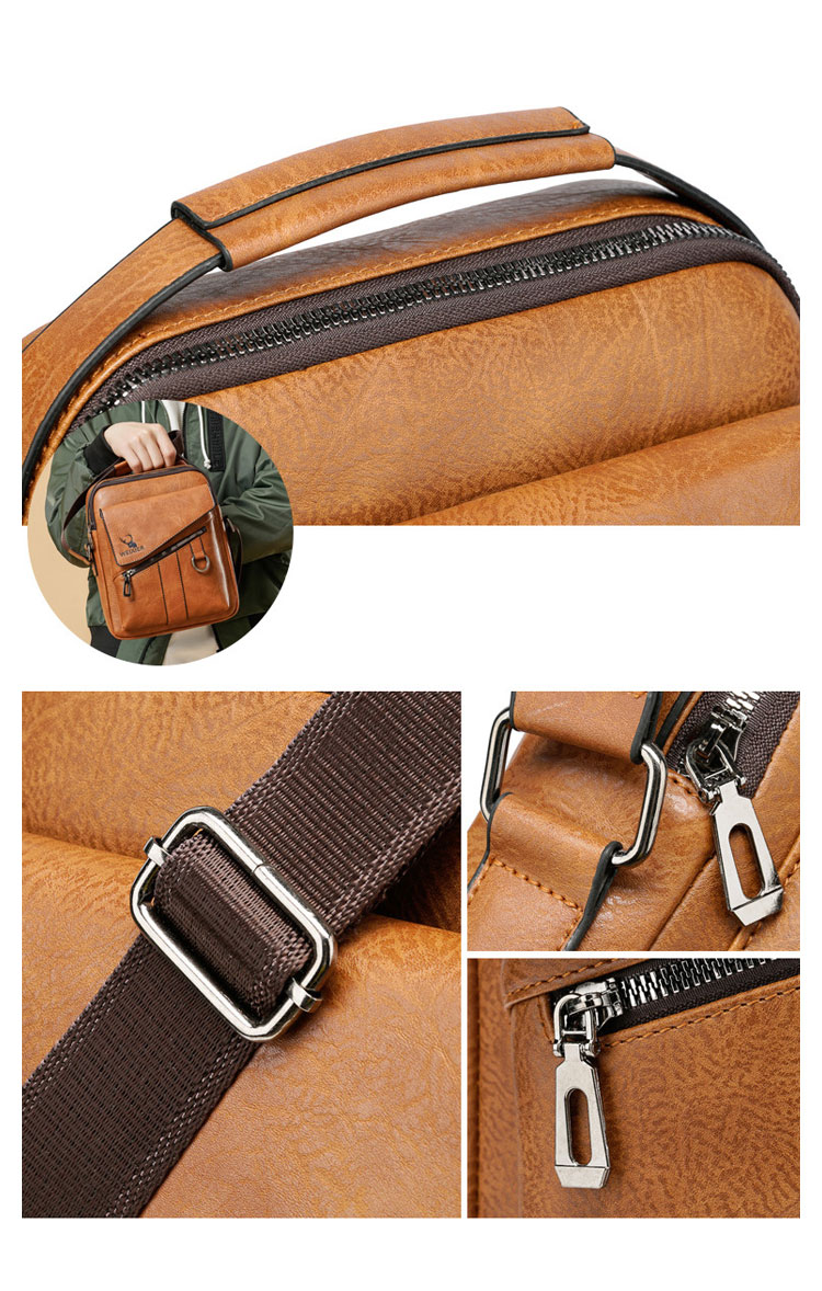 Whatna 革 ショルダーバッグ メンズ 2way 斜め掛け 手提げ バッグ セカンド バッグ Ipad9.7収納可 縦型 小さめ メッセンジャーバッグ 通学 通勤 肩掛け バッグ 自転車かばん プレゼント男性 8632-5