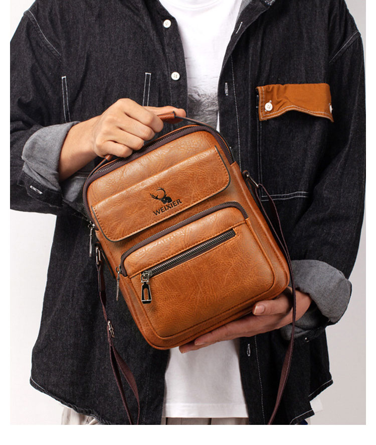 Whatna 革 ショルダーバッグ メンズ 2way 斜め掛け 手提げ バッグ セカンド バッグ Ipad9.7収納可 縦型 小さめ メッセンジャーバッグ 通学 通勤 肩掛け バッグ 自転車かばん プレゼント男性 仕事用 8682-8