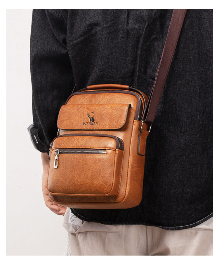 Whatna 革 ショルダーバッグ メンズ 2way 斜め掛け 手提げ バッグ セカンド バッグ Ipad9.7収納可 縦型 小さめ メッセンジャーバッグ 通学 通勤 肩掛け バッグ 自転車かばん プレゼント男性 仕事用 8682-7