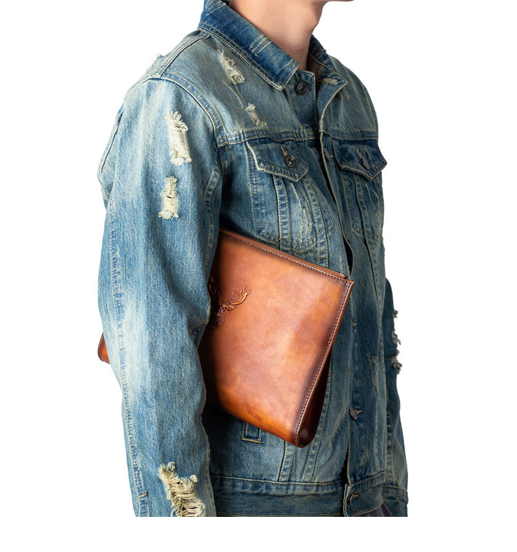 Whatna 2wayアンティーク風合い鞣し天 然 牛革 セカンドバッグ メンズ クラッチ バッグ 小き 厚 本 革 防水カード6枚収納可 B5 9.7ipad収納可 結婚式 披露宴 バッグ カジュアルフォーマル ビジネス 冠婚葬祭 バッグ 男性用 紳士用 ブラウン31133-11