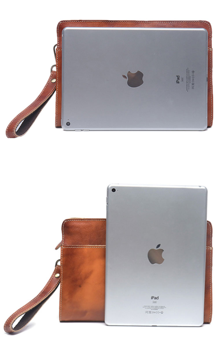 Whatna 2way アンティーク風合い鞣し天 然 牛革 セカンドバッグ メンズ クラッチ バッグ小きめ B5厚 手 本 革 ハンドストラップ付 2室仕切 結婚式 披露宴 バッグ カジュアル ビジネス フォーマル冠婚葬祭 バッグ ブラウン3303-3