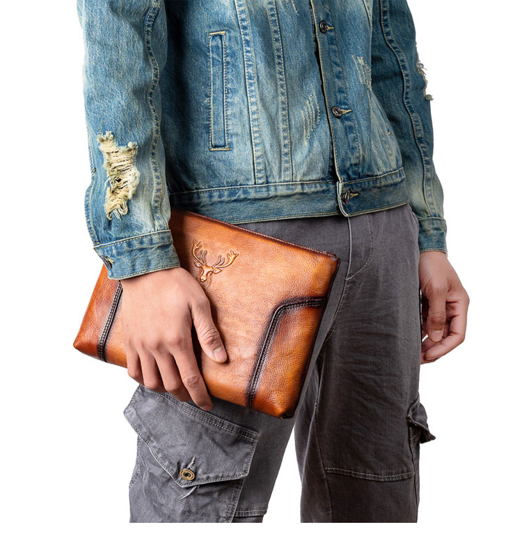 Whatna 2way アンティーク風合い鞣し天 然 牛革 セカンドバッグ メンズ クラッチ バッグ 小き 厚 本 革 カード6枚収納可 B5 9.7ipad収納可 結婚式 披露宴 バッグ カジュアルフォーマル ビジネス 冠婚葬祭 バッグ 男性用 紳士用 ブラウン31155-10