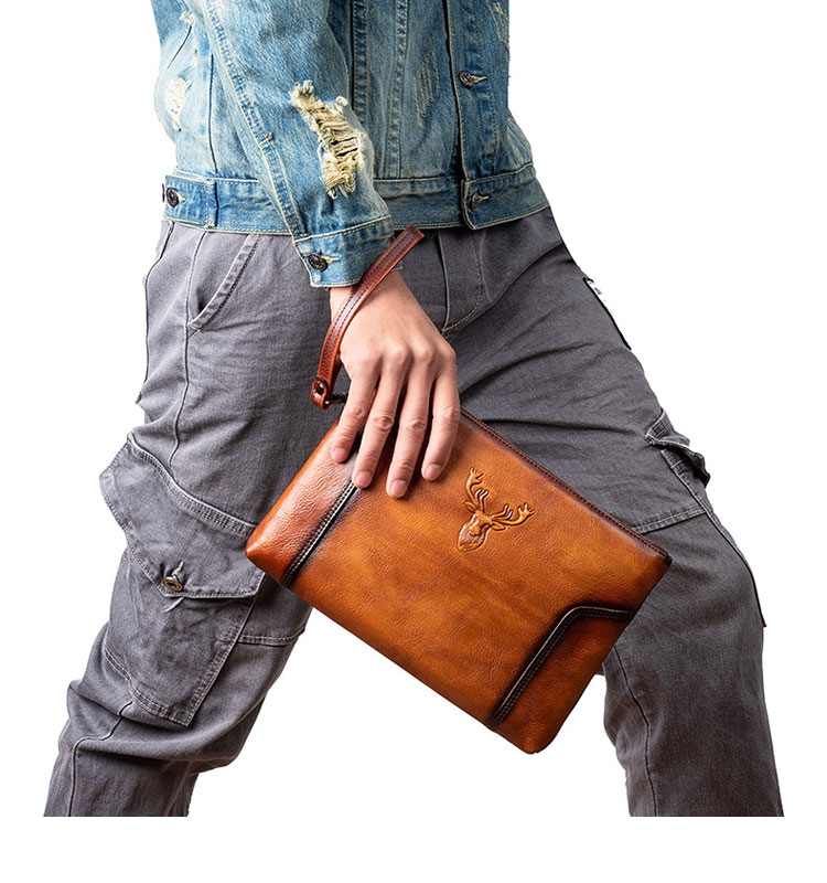 Whatna 2way アンティーク風合い鞣し天 然 牛革 セカンドバッグ メンズ クラッチ バッグ 小き 厚 本 革 カード6枚収納可 B5 9.7ipad収納可 結婚式 披露宴 バッグ カジュアルフォーマル ビジネス 冠婚葬祭 バッグ 男性用 紳士用 ブラウン31155-11