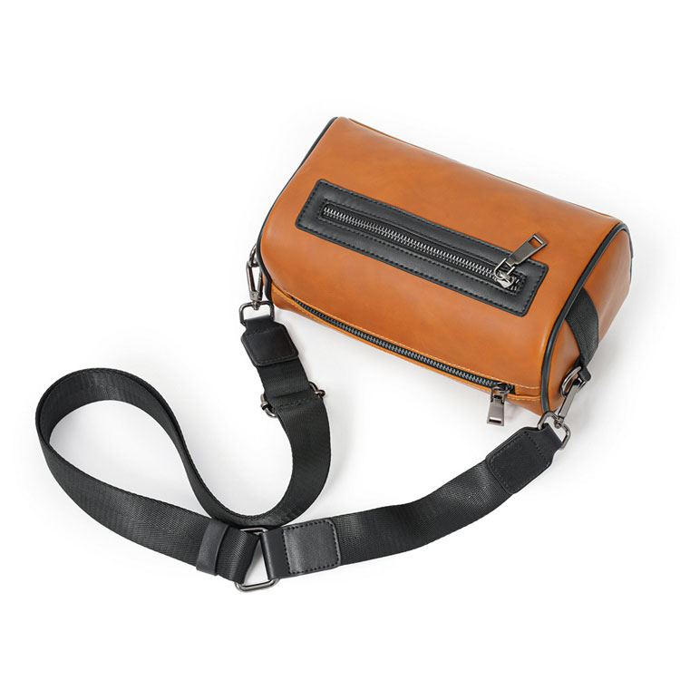 Whatnaミニショルダーバッグ 横型 メンズ ポシェット ショルダーミニポーチ セカンドバッグ ショルダーベルト付属 革 軽量 小さめメッセンジャーバッグ斜め掛け軽量 実用 自転車 鞄 かばん男性用 紳士用 ブラウン21042+7-4