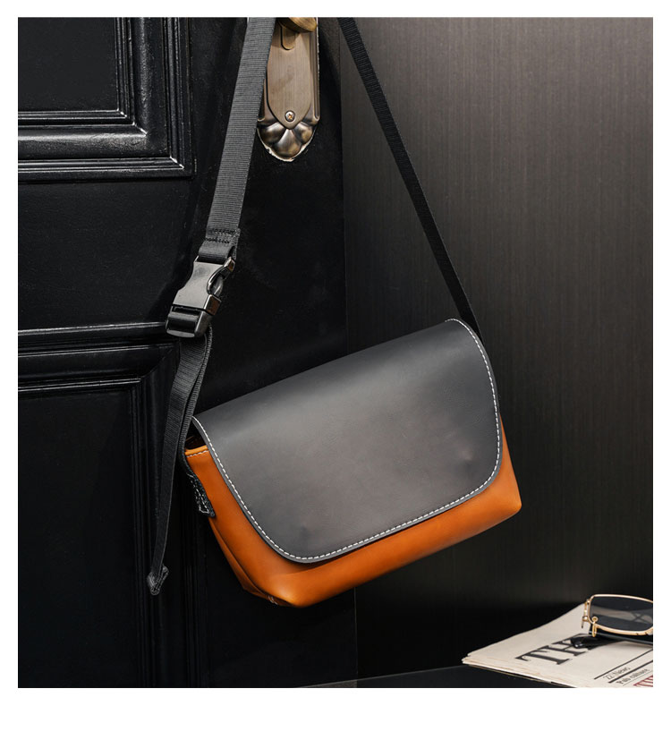 Whatna ミニショルダーバッグ 横型 メンズ ポシェット ショルダーミニポーチ 革 軽量 小さめメッセンジャーバッグ斜め掛け軽量 実用 自転車 鞄 かばん男性用 紳士用 ブラウン YH3522-9