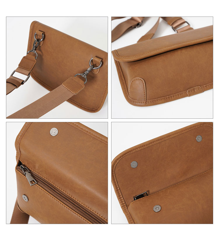 Whatnaミニショルダーバッグ 横型 メンズ ポシェット セカンド バッグ ショルダーベルト付属 ショルダーミニポーチ  革 軽量 小さめメッセンジャーバッグ斜め掛け軽量 実用 自転車 鞄 かばん男性用 紳士用 ブラウン20141+7-6