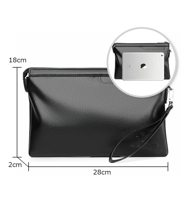 Whatna 2way革 セカンドバッグ メンズ クラッチ バッグ 小銭入 カード入6枚収納  9.7インチのipad収納可B5 ビジネス カジュアル フォーマル 冠婚葬祭 結婚式 二次会 披露宴バッグ 紳士用 男性用 黑 525-5