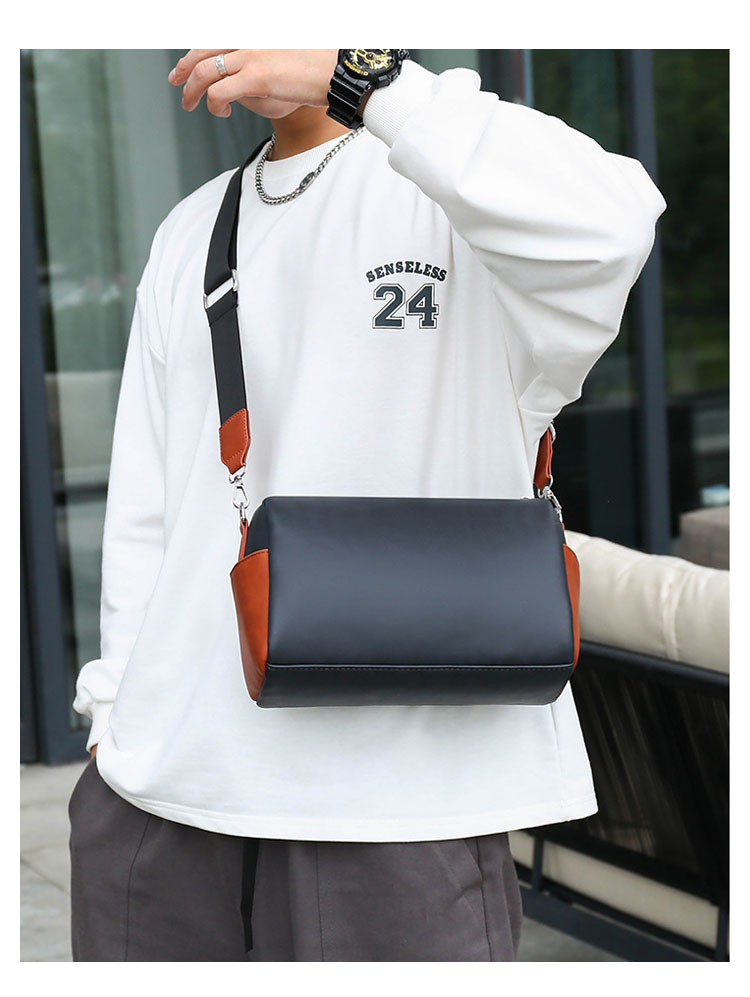 Whatnaミニショルダーバッグメンズ ポシェット ミニセカンド バッグ ショルダーベルト付属 横型 ショルダーミニポーチ 革 軽量 小さめメッセンジャーバッグ斜め掛け軽量 実用 自転車 鞄 かばん男性用 紳士用5838-7