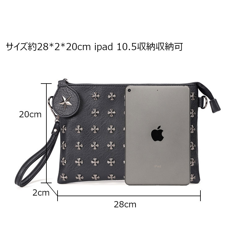 Whatna 2way 革セカンド バッグ メンズ ショルダー  クラッチ 肩掛け 結婚式 バッグ ファイルバッグ B5 ipad 10.5収納収納可 手持ちバッグ ビジネス カジュアル フォーマル 冠婚葬祭 紳士用 男性用 黒（YH3236）-2