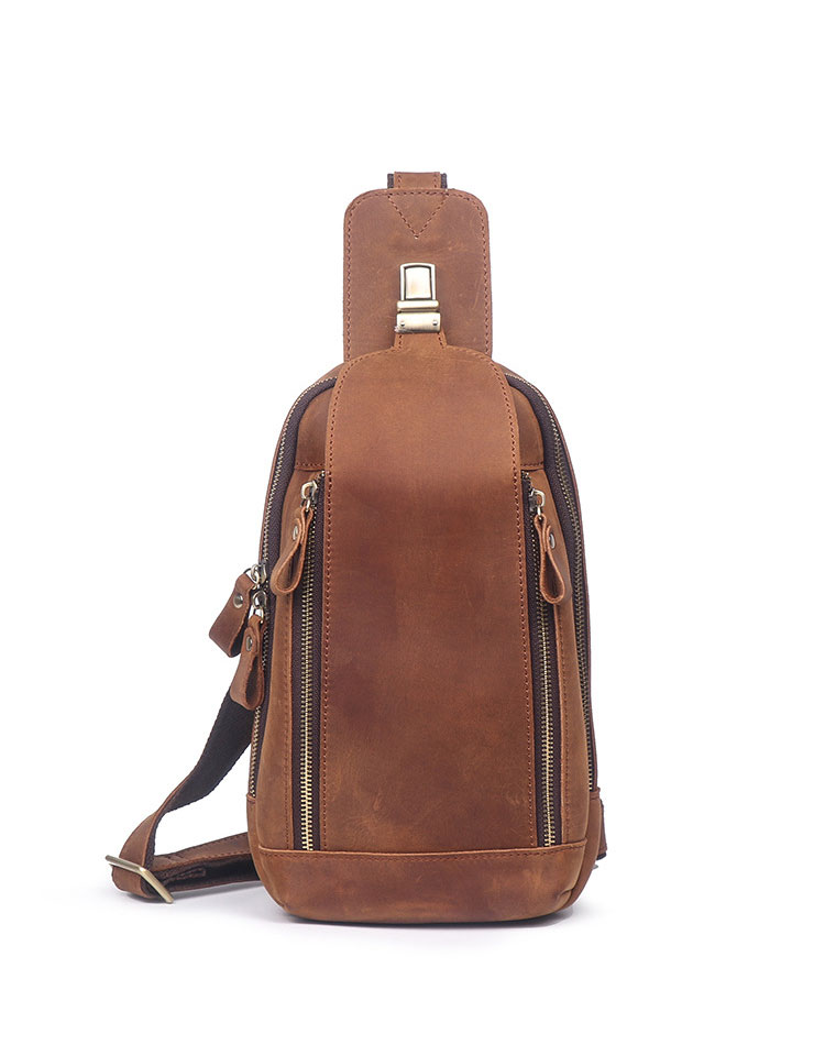 Whatna 天然 牛革 斜めがけ ボディバッグ ワンショルダー メンズ 左右付け替え可能 本革 厚手  レザー062-1