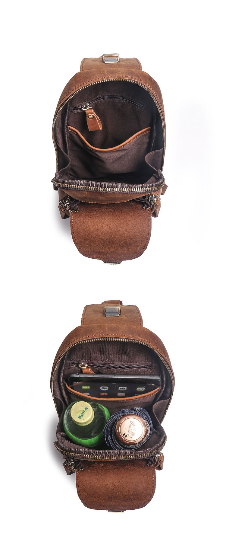 Whatna 天然 牛革 斜めがけ ボディバッグ ワンショルダー メンズ 左右付け替え可能 本革 厚手  レザー062-5