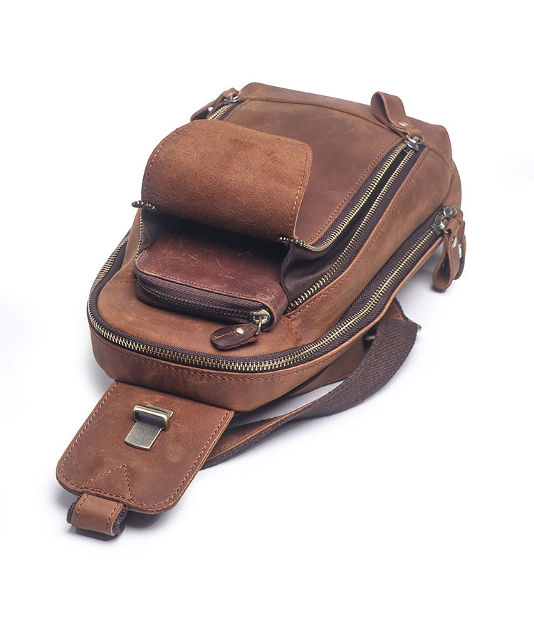 Whatna 天然 牛革 斜めがけ ボディバッグ ワンショルダー メンズ 左右付け替え可能 本革 厚手  レザー062-3