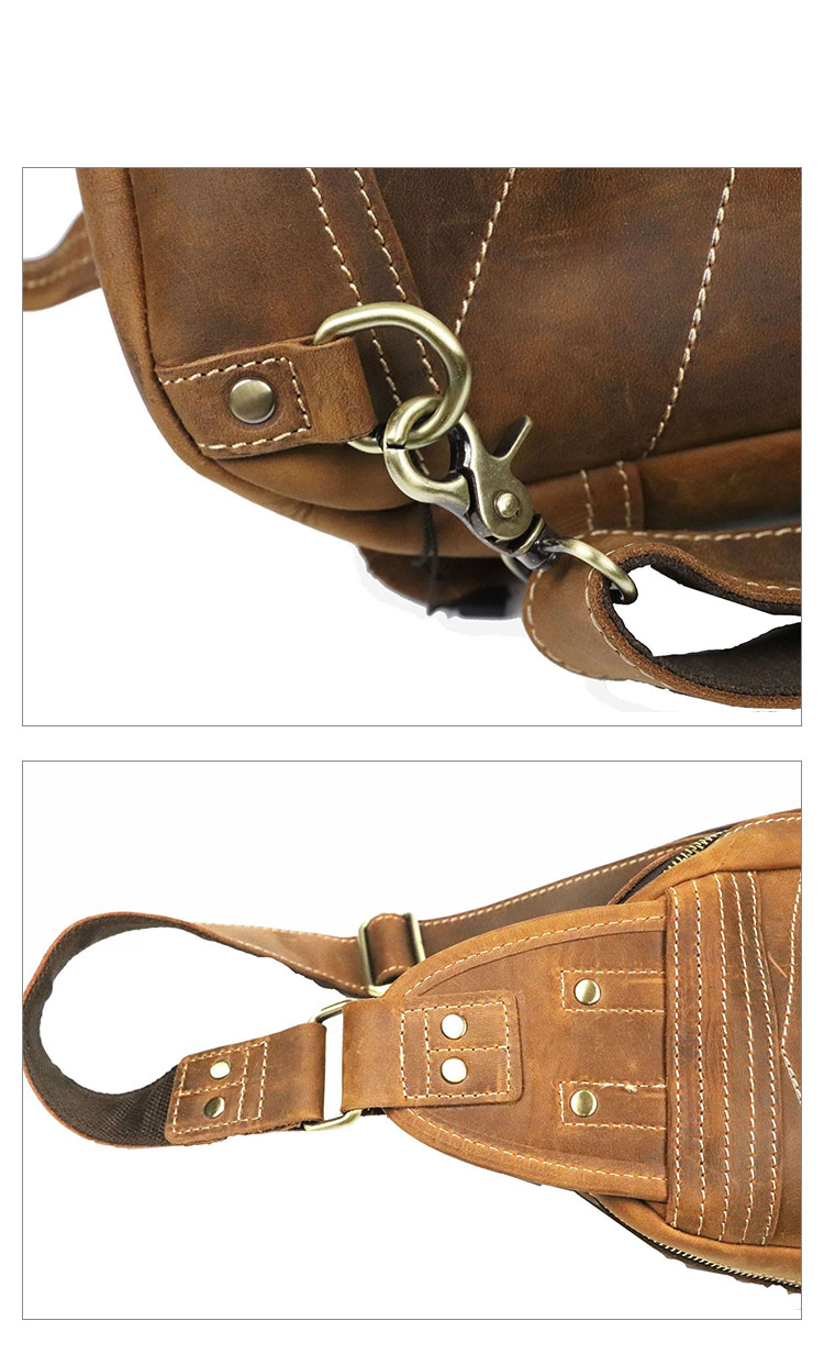 Whatna 天然 牛革 斜めがけ ボディバッグ ワンショルダー メンズ 左右付け替え可能 本革 厚手  レザー3157-8