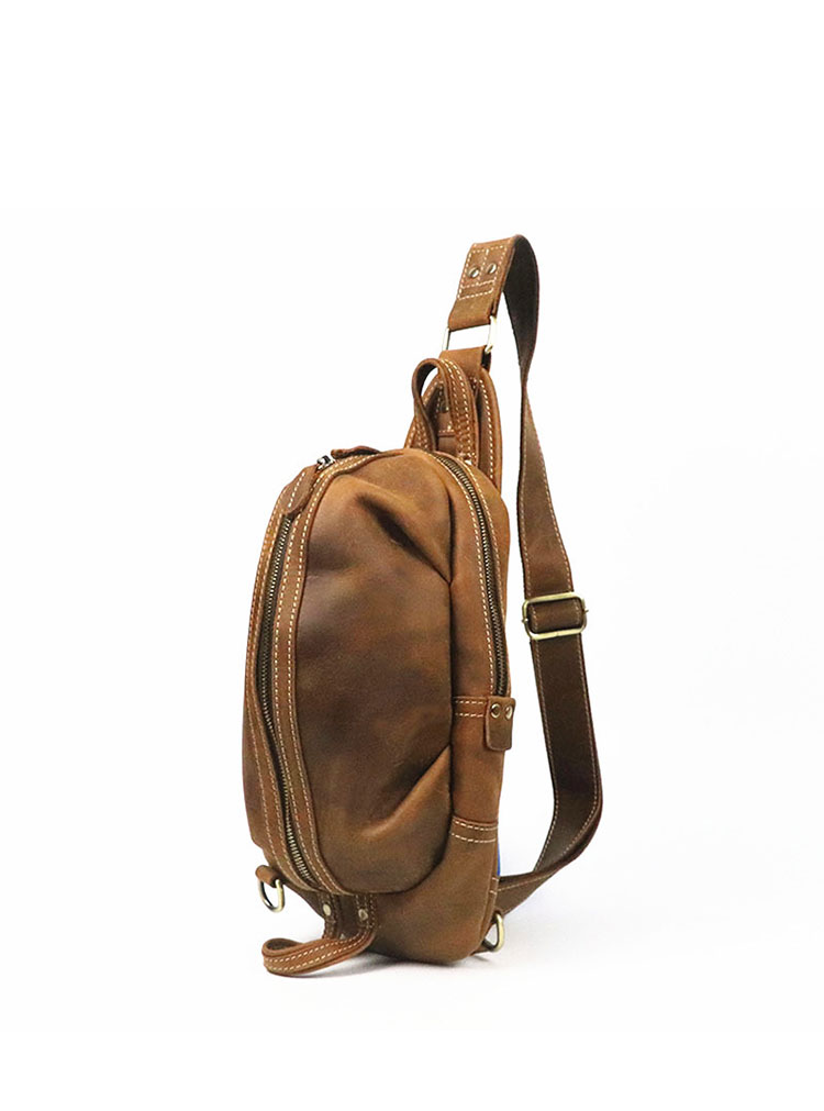 Whatna 天然 牛革 斜めがけ ボディバッグ ワンショルダー メンズ 左右付け替え可能 本革 厚手  レザー3157-1