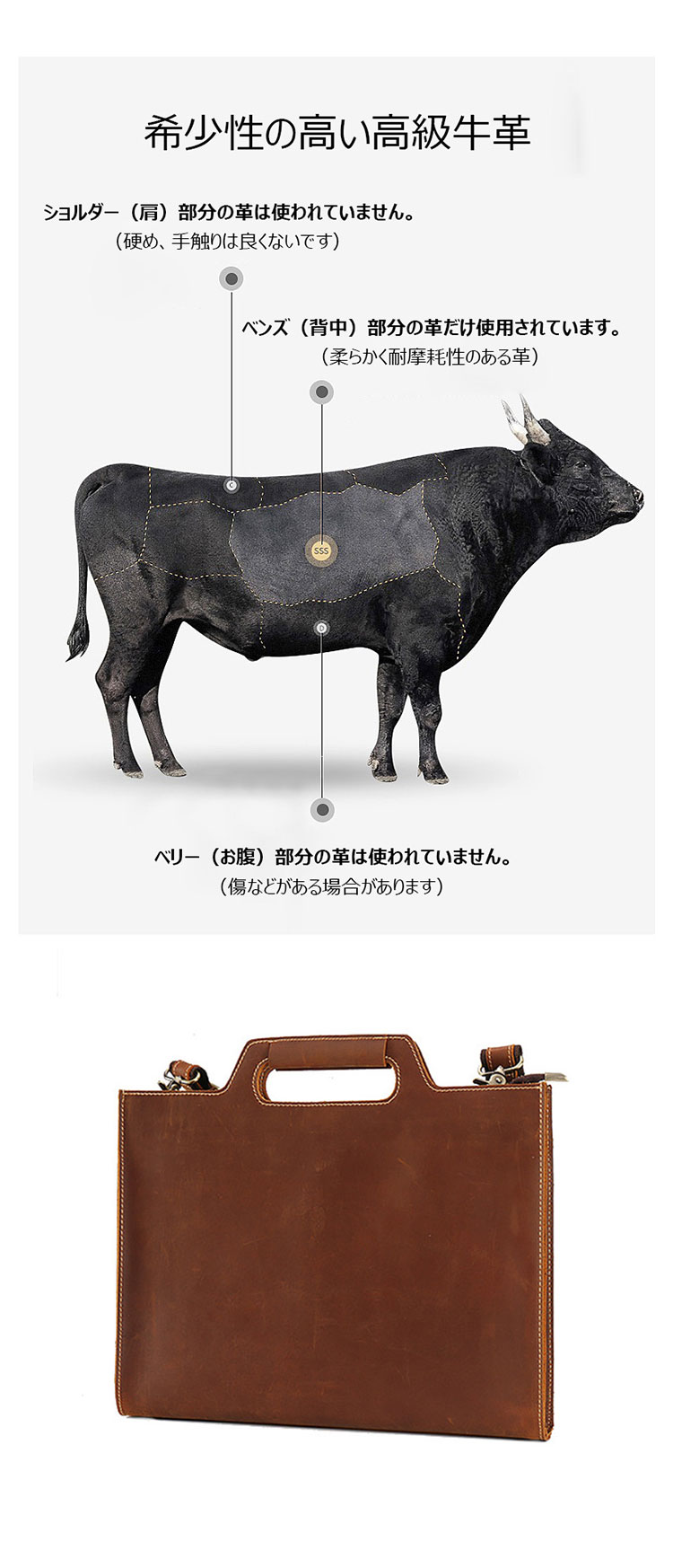 Whatna 天然 牛革  ビジネス バッグ メンズ バッグ 2way ショルダー 手提げバッグ 横型 A4 14インチpc 収納可 本革 ビジネス 通勤 通学 斜めがけ バッグ ワンショルダーバッグ自転車 かばん男性用 ブラウン3132-8