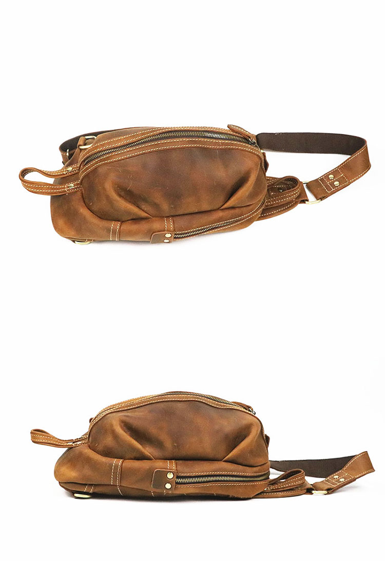 Whatna 天然 牛革 斜めがけ ボディバッグ ワンショルダー メンズ 左右付け替え可能 本革 厚手  レザー3157-4