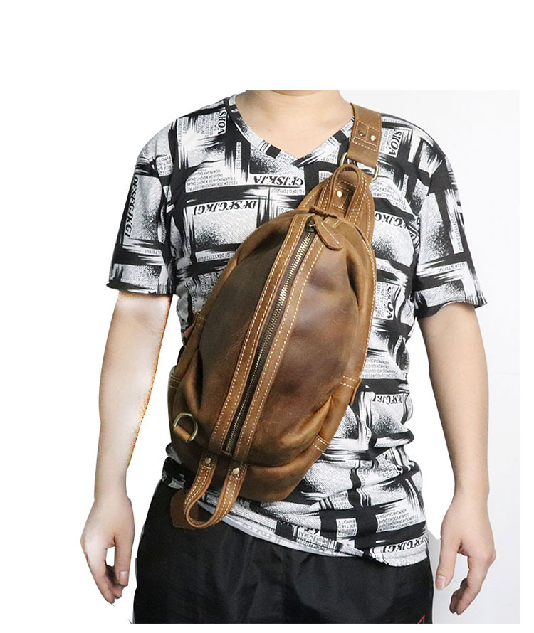 Whatna 天然 牛革 斜めがけ ボディバッグ ワンショルダー メンズ 左右付け替え可能 本革 厚手  レザー3157-10